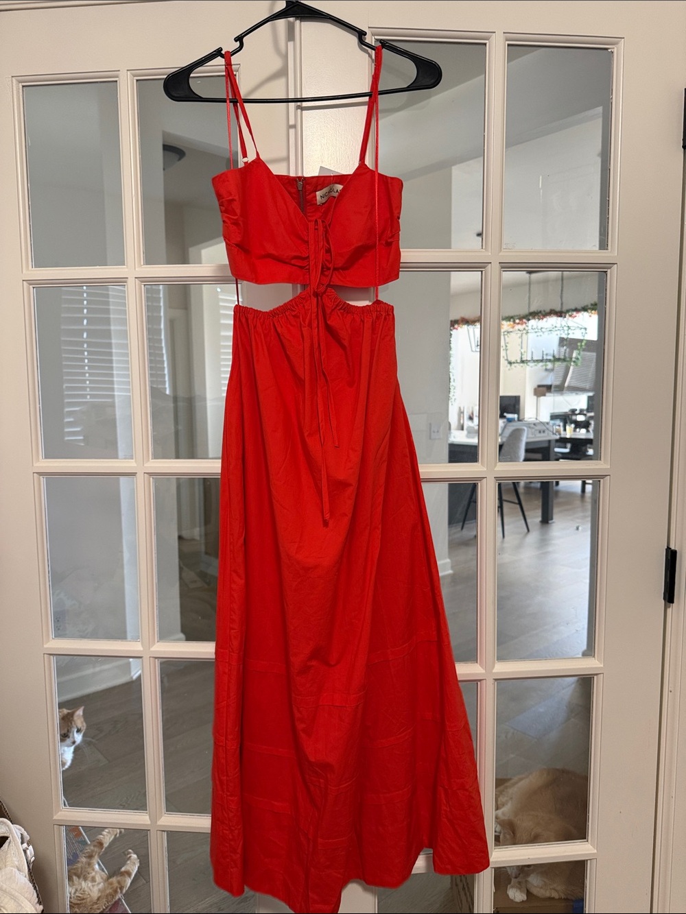 Nicholas Red Cutout Tie-Front Maxi Dress
